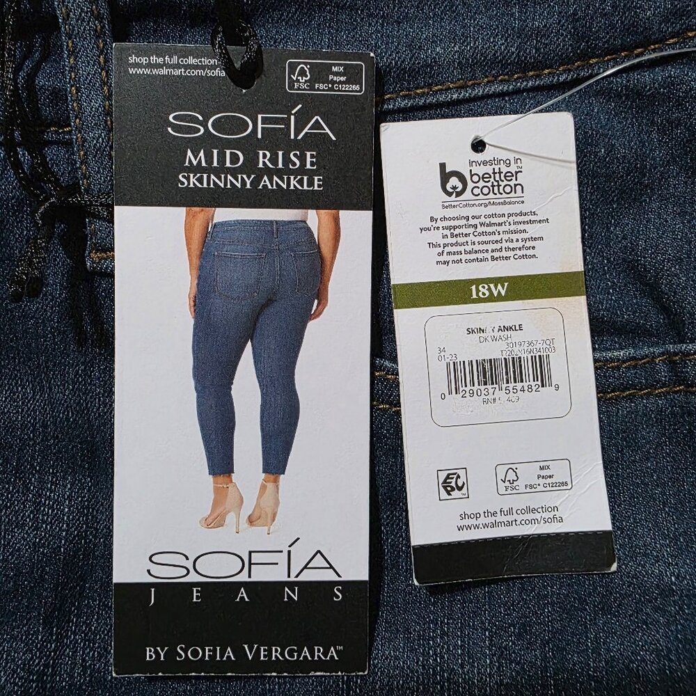 Sofia Vergara Curvy Skinny Ankle High Rise Cropped Jeans Women's Size 18W Blue - Picture 6 of 11